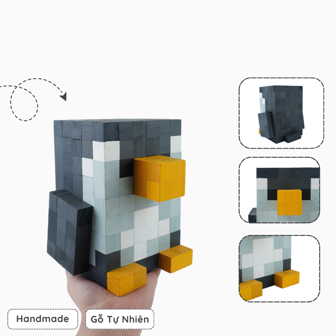 Mô Hình Gỗ Chim Cánh Cụt (Art Toy)