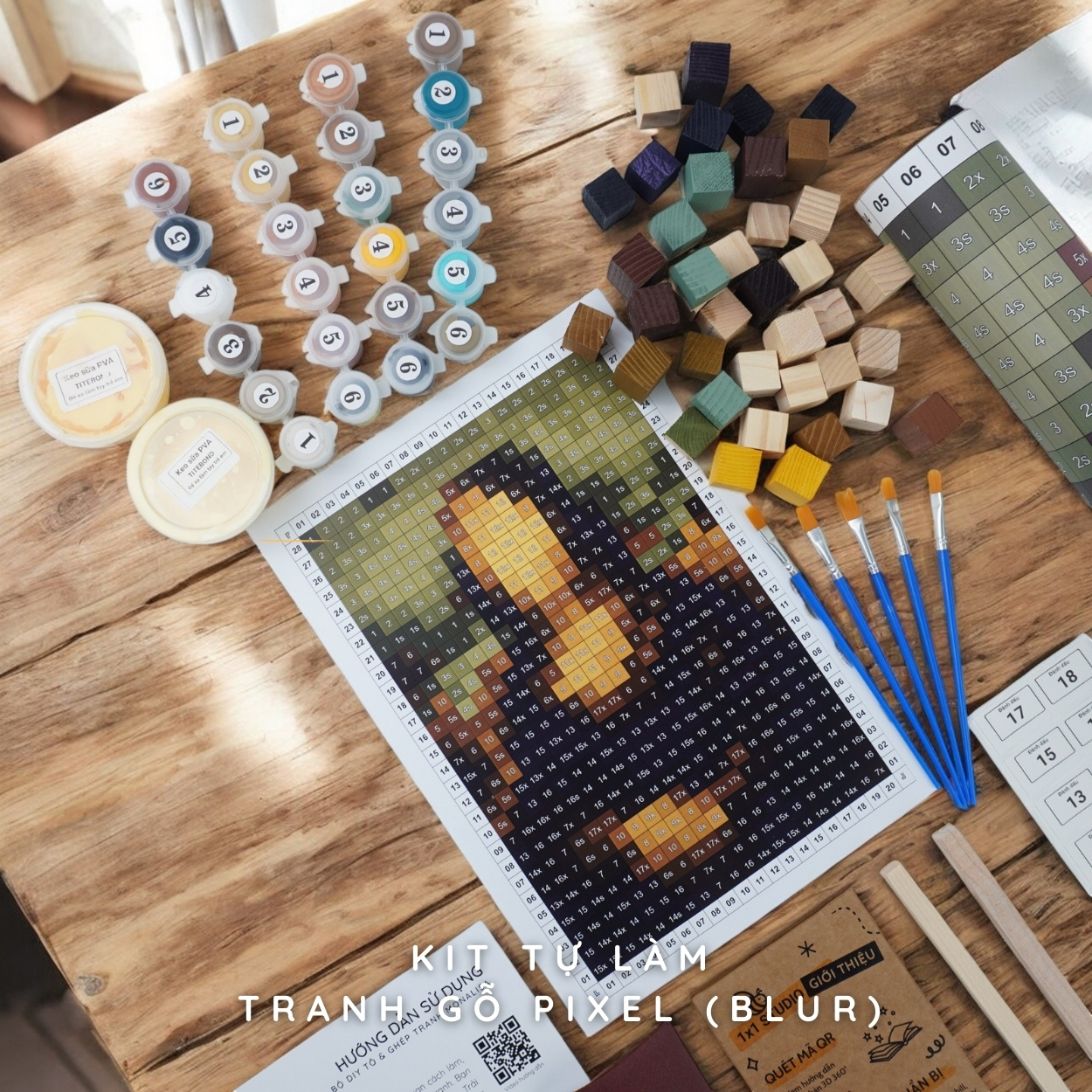 Kit Tự Làm Tranh Pixel Gỗ Mona Lisa (Blur)