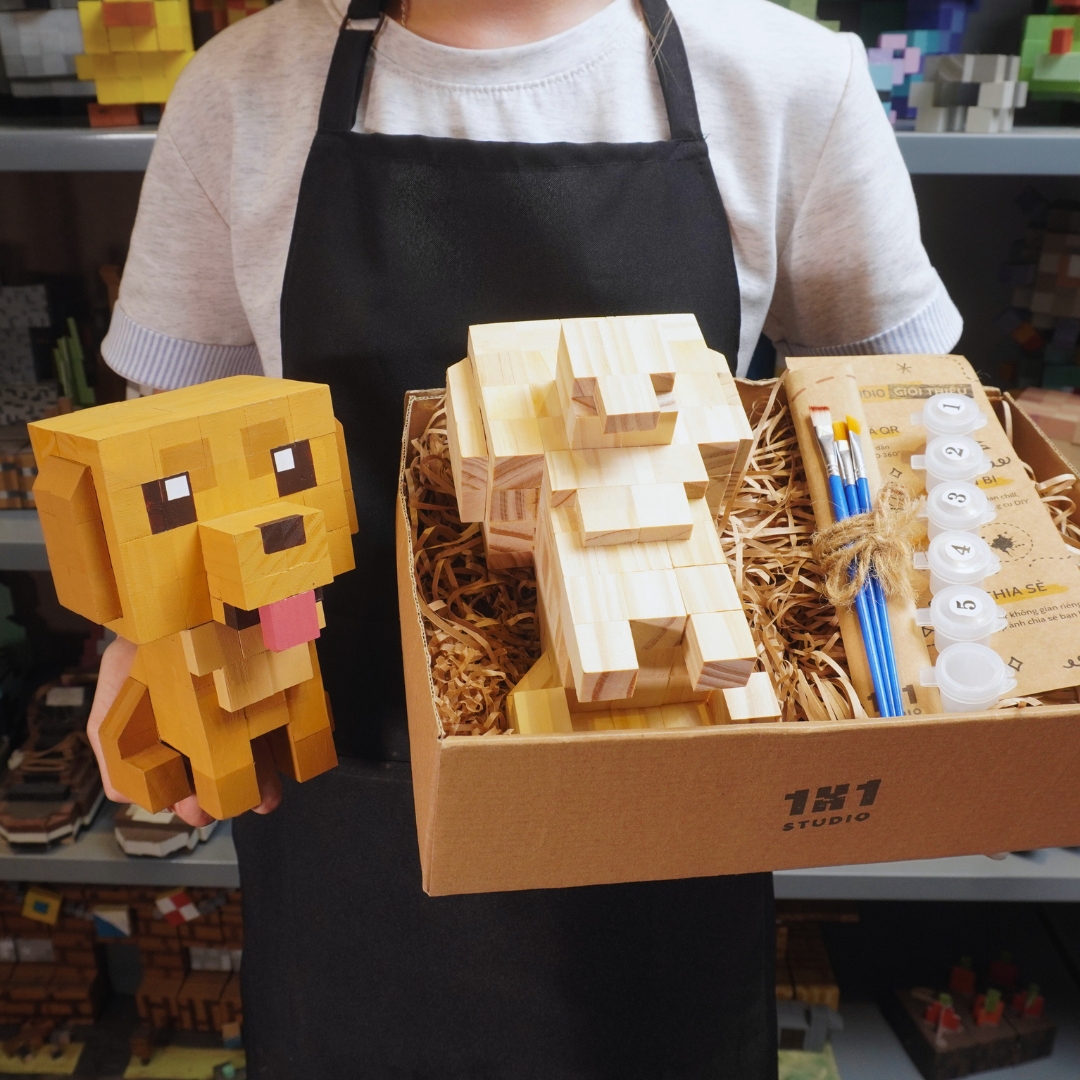 (DIY) Kit Tô Màu Mô Hình Chó Golden Retriever (s)