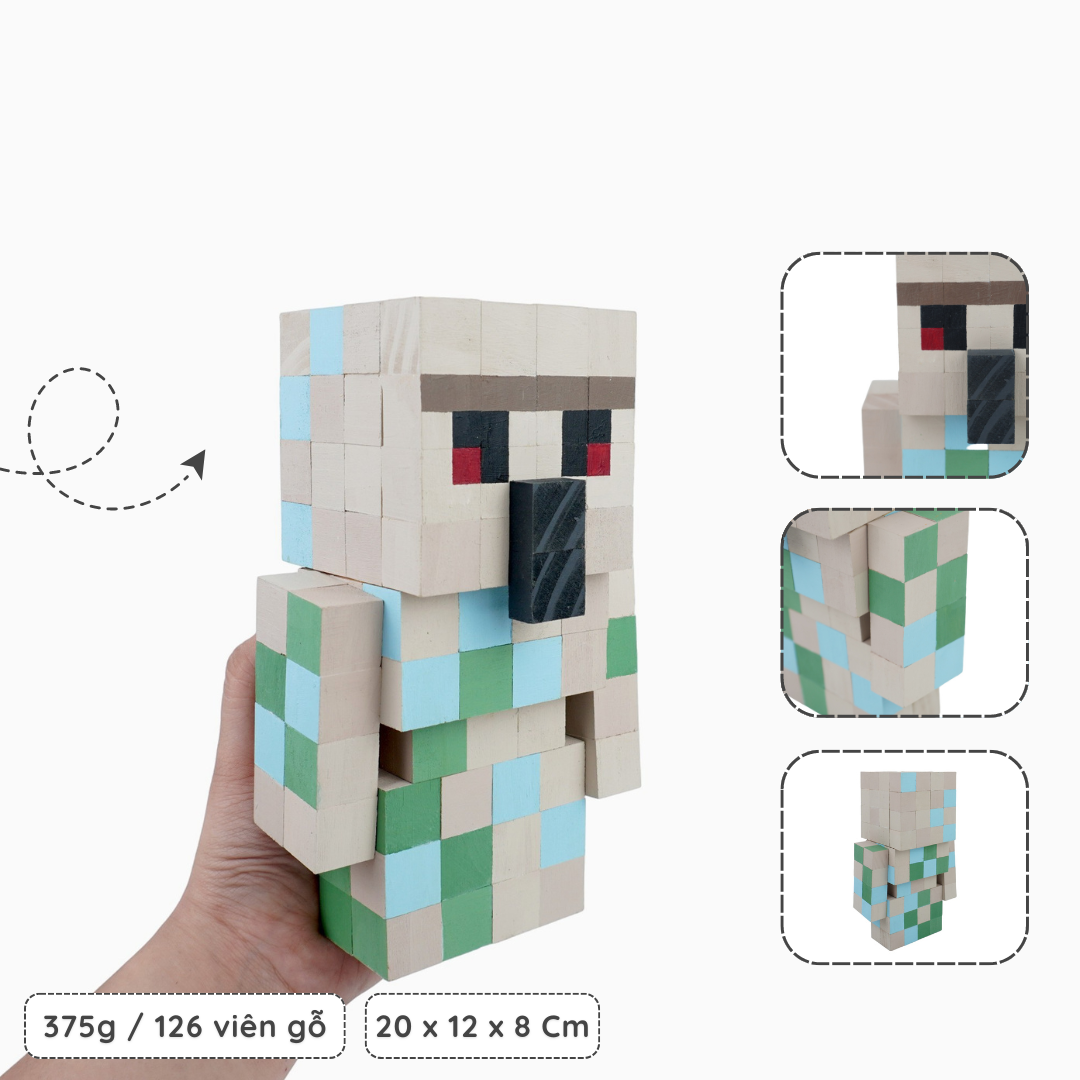 Mô Hình Gỗ Minecraft Iron Golem (Art Toy)