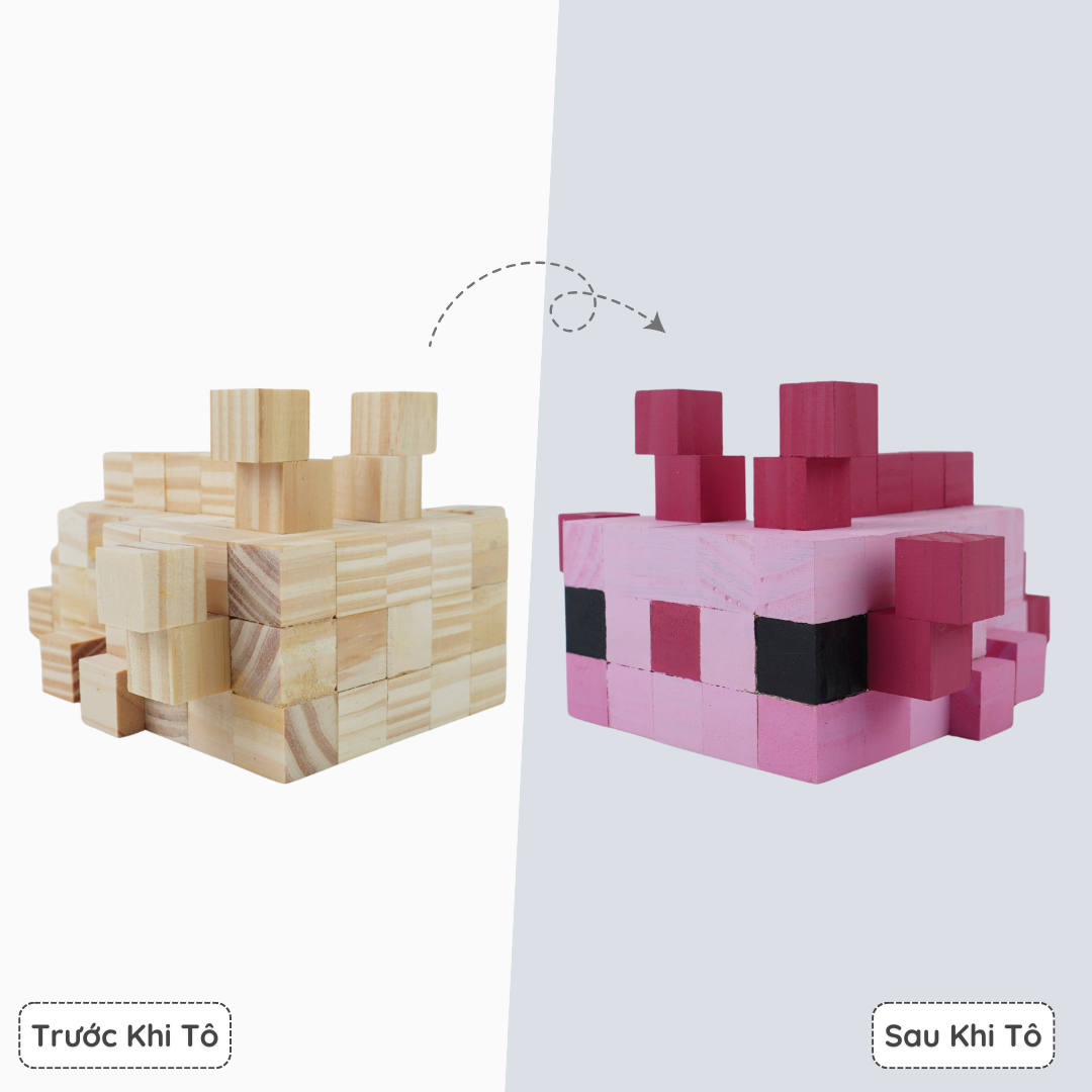 (DIY)  Kit Tô Màu Minecraft Axolotl size M (Bản Mới)