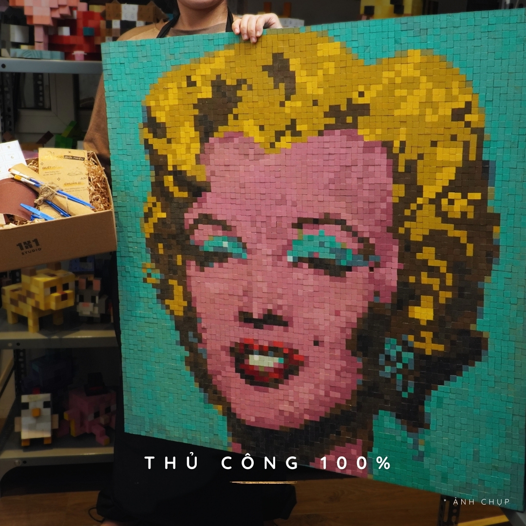 Tranh Pixel Gỗ Marilyn Diptych khổ lớn 78x79 cm (Chill)