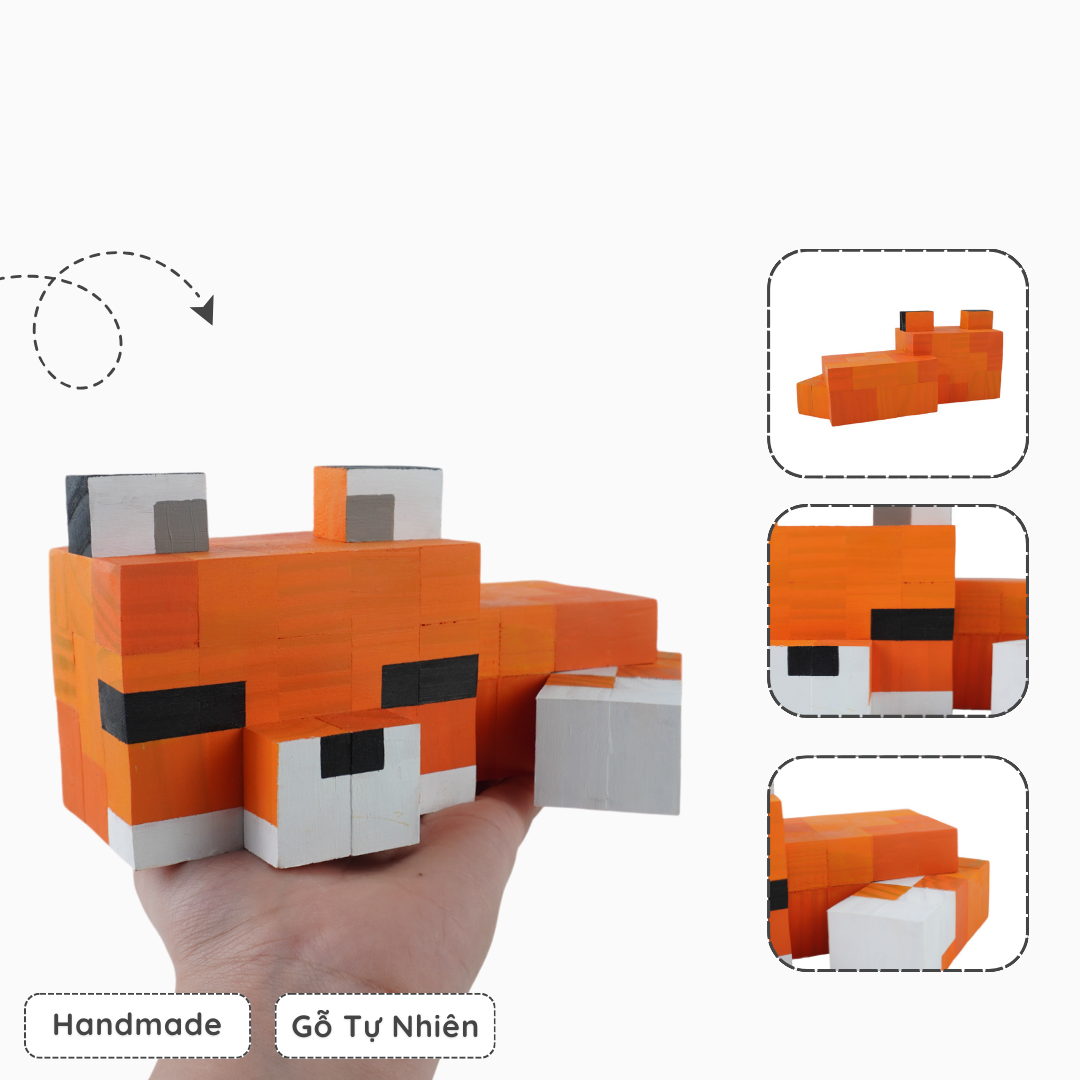 Mô Hình Gỗ Minecraft Cáo Cam (size M)