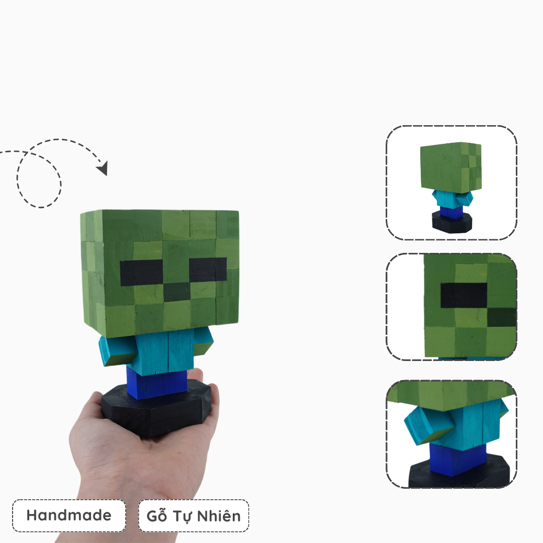 Mô Hình Gỗ Minecraft Zombie (size s)