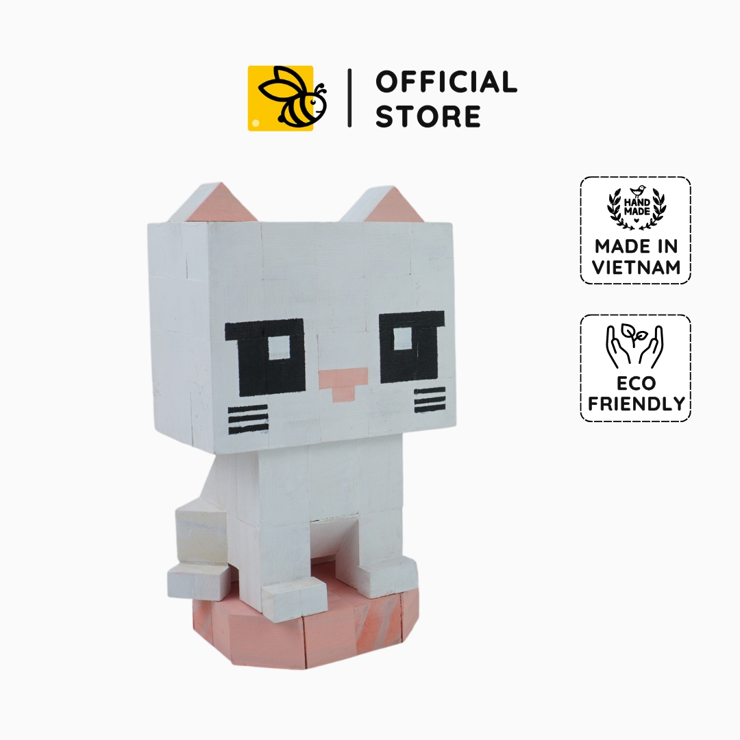 p5 - Mô Hình Gỗ Mèo Trắng