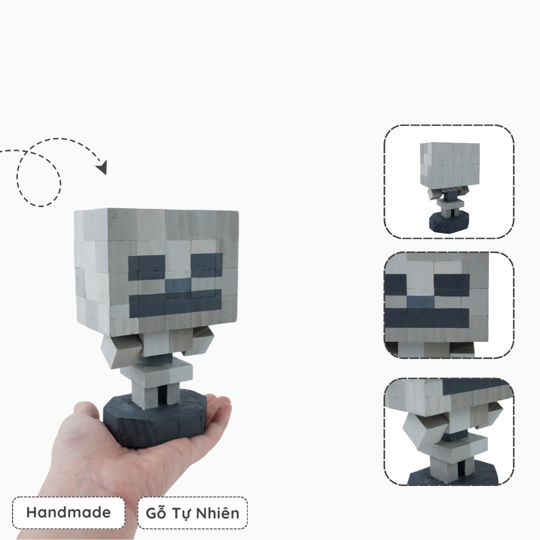 Mô Hình Gỗ Minecraft Skeleton (size s)