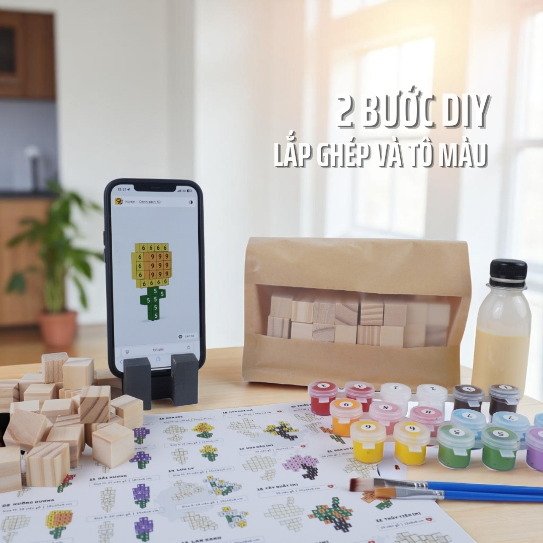 KIT Tự Làm 6 Mô Hình Hoa Gỗ (40 Mẫu)