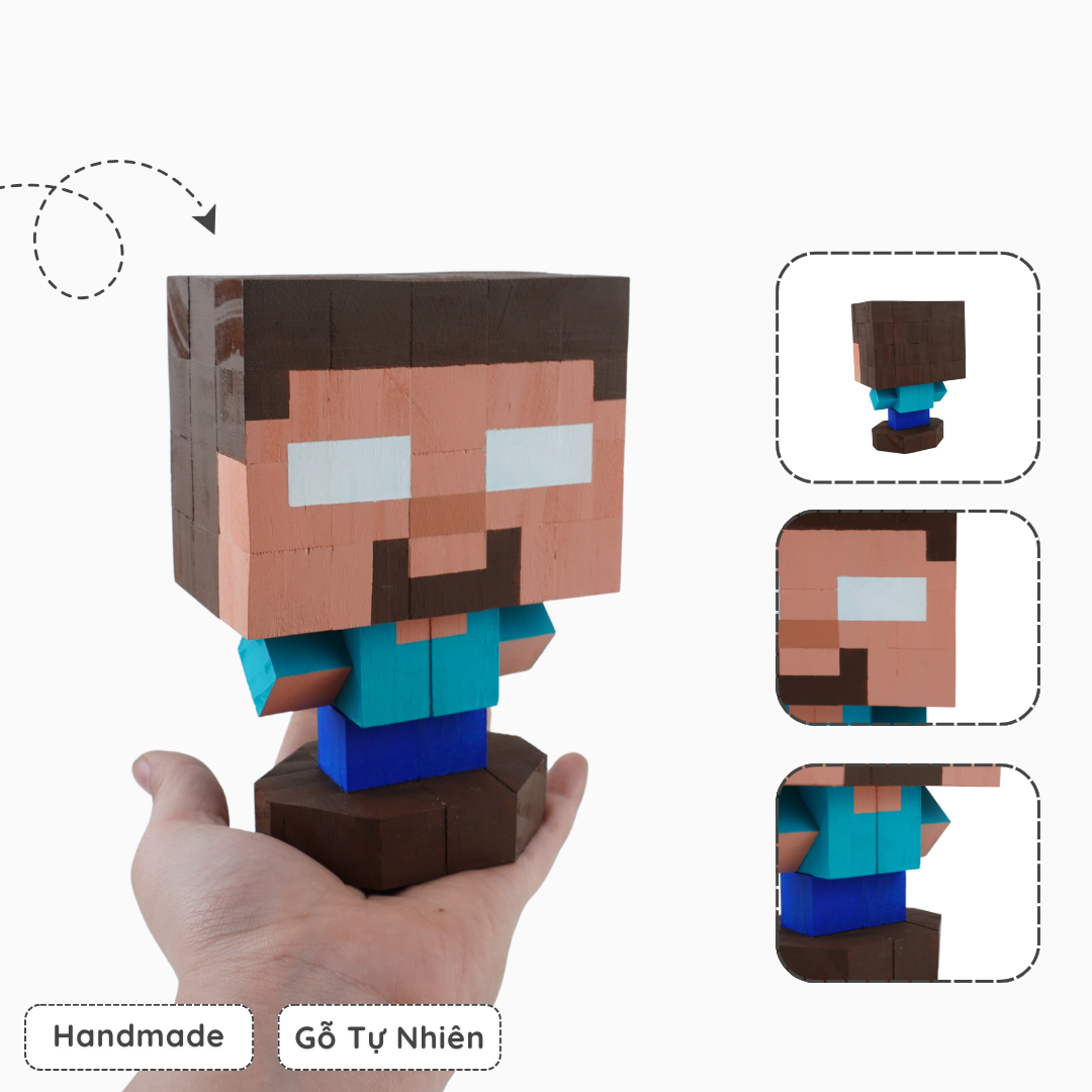 Mô Hình Gỗ Minecraft Herobrine