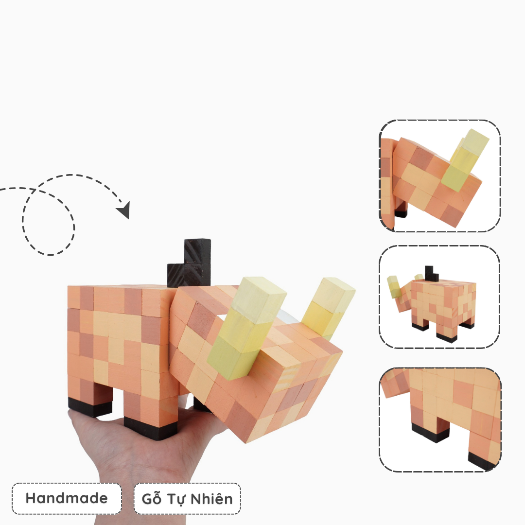 Mô Hình Gỗ Minecraft Hoglin (Art Toy)