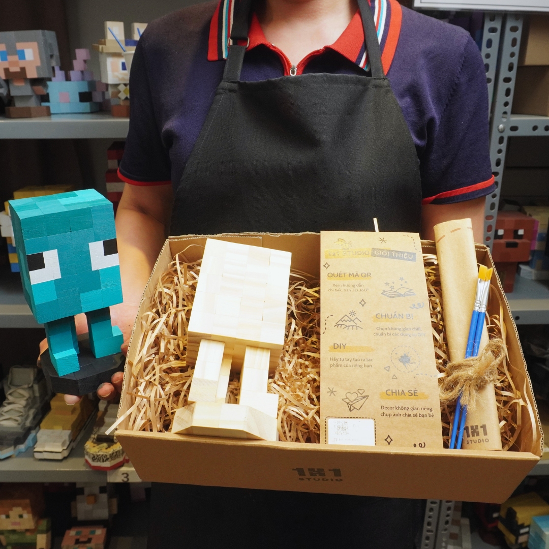 Mô Hình Gỗ Minecraft Squid Mực (s)