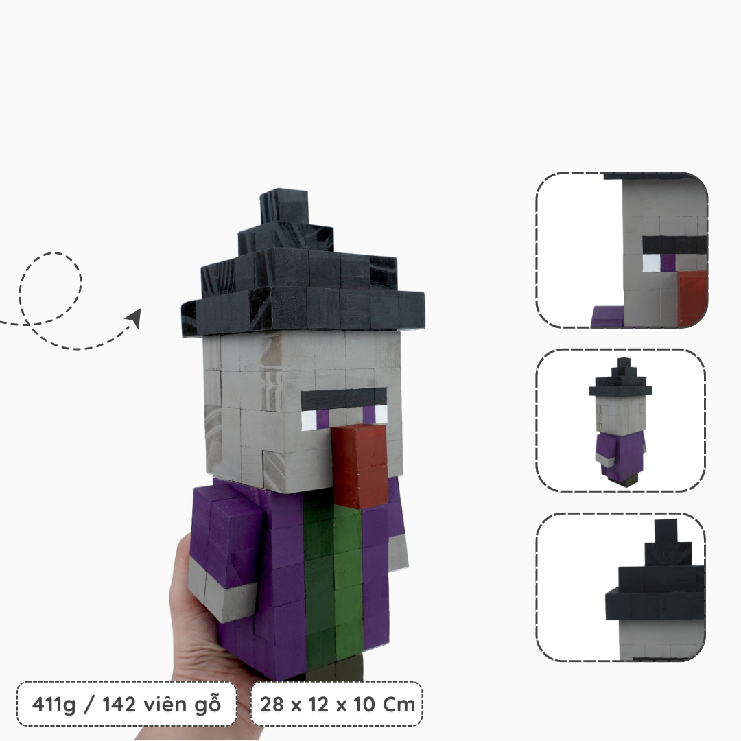 Mô Hình Gỗ Minecraft Witch (Art Toy)
