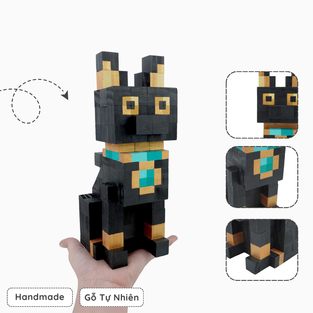 Mô Hình Gỗ Mèo Ai Cập Dáng Đứng (Art Toy)