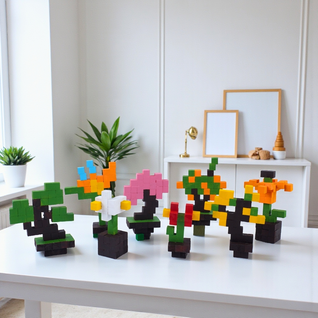 p5. KIT Tự Làm 10 Mô Hình Hoa Gỗ THU NHỎ 1cm (40 mẫu)