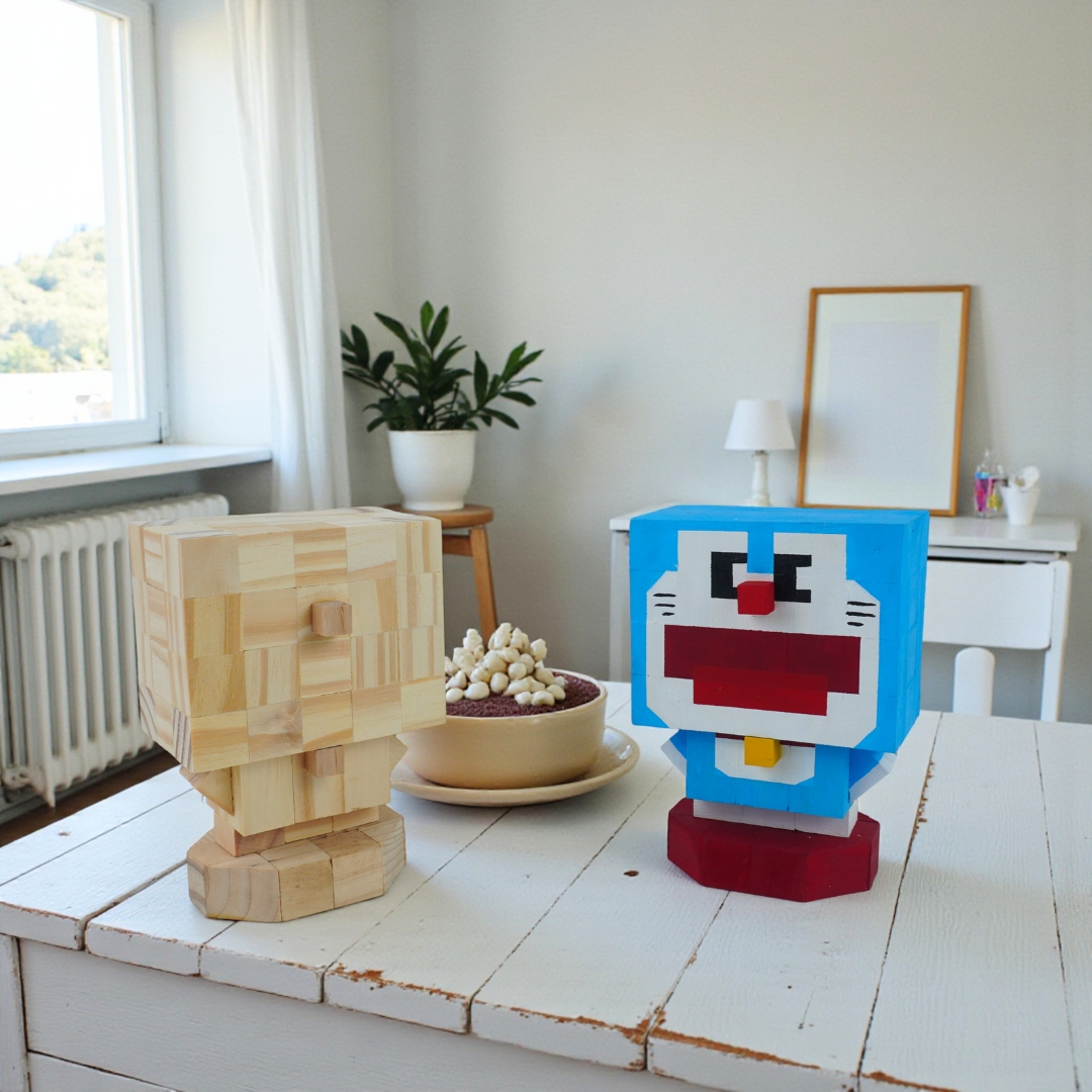 p4. Mô Hình Gỗ Mèo Máy Doraemon