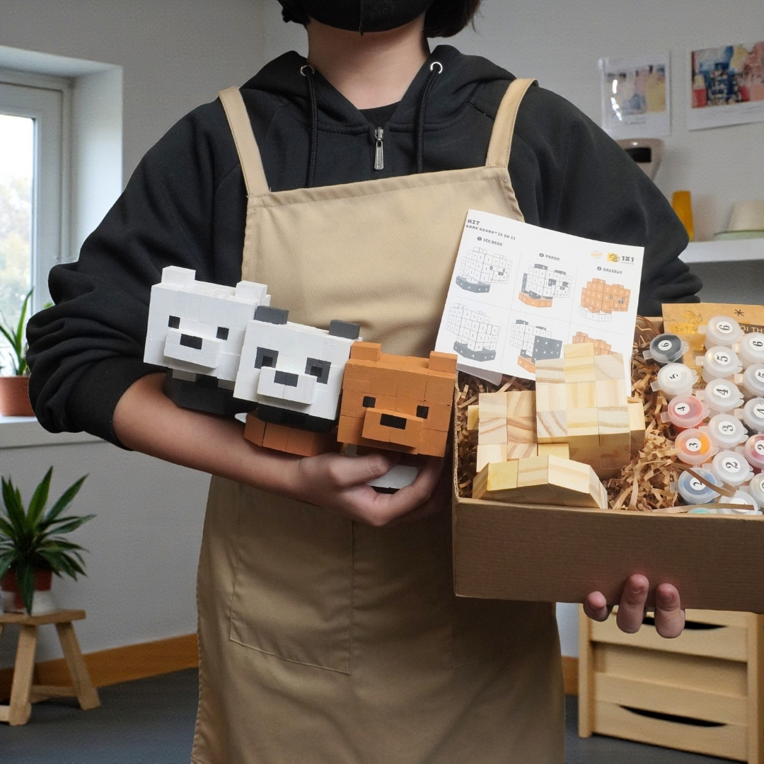 p9 - Mô Hình Gỗ Gấu Nâu Grizzly (We bare bear)