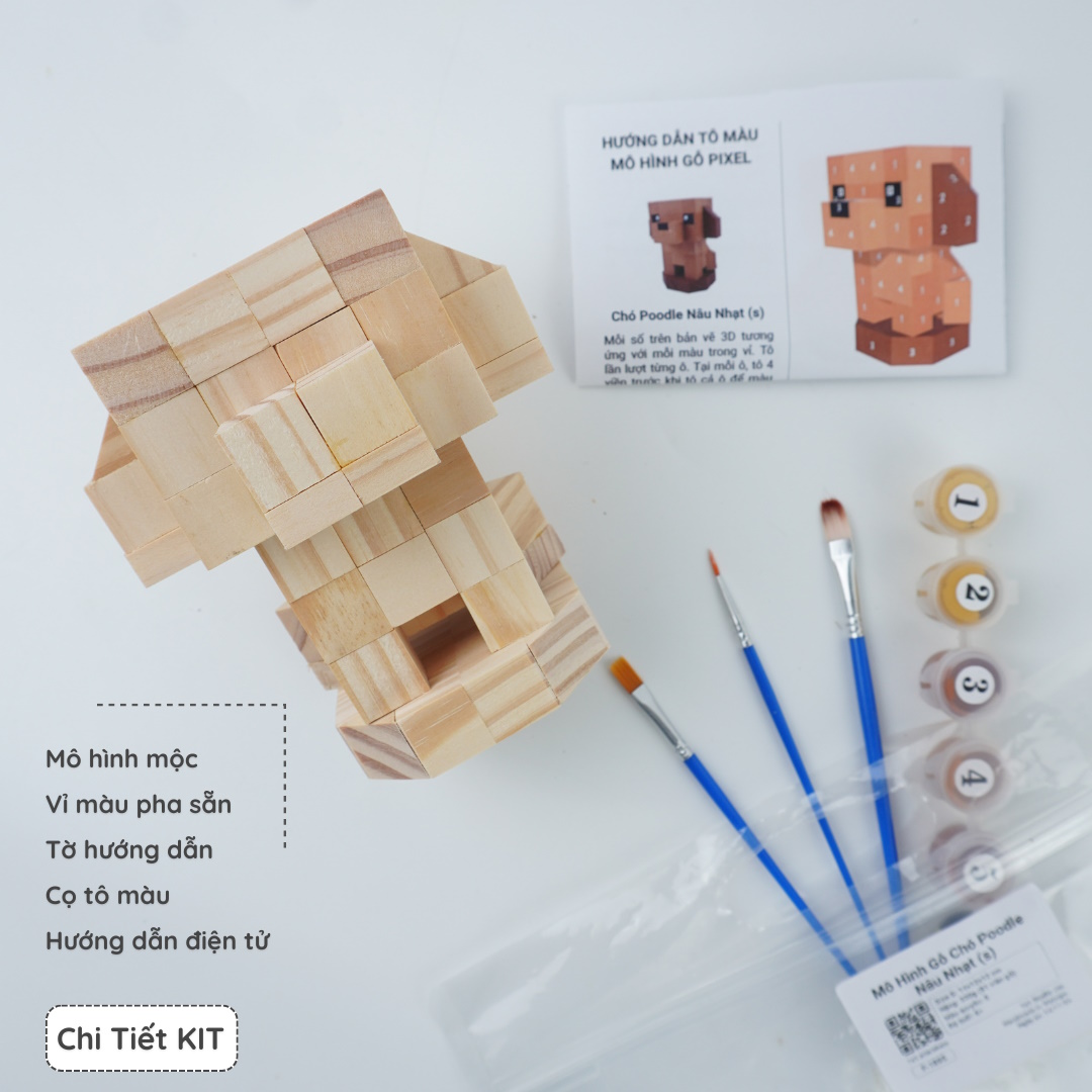 (DIY) Kit Tô Màu Chó Poodle Nâu Nhạt
