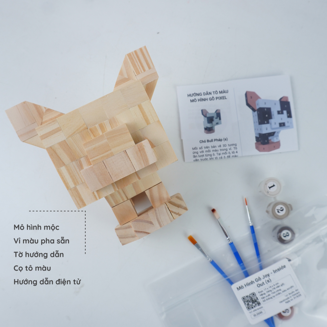 (DIY) Kit Tô Màu Mô Hình Chó Bull Pháp (s)