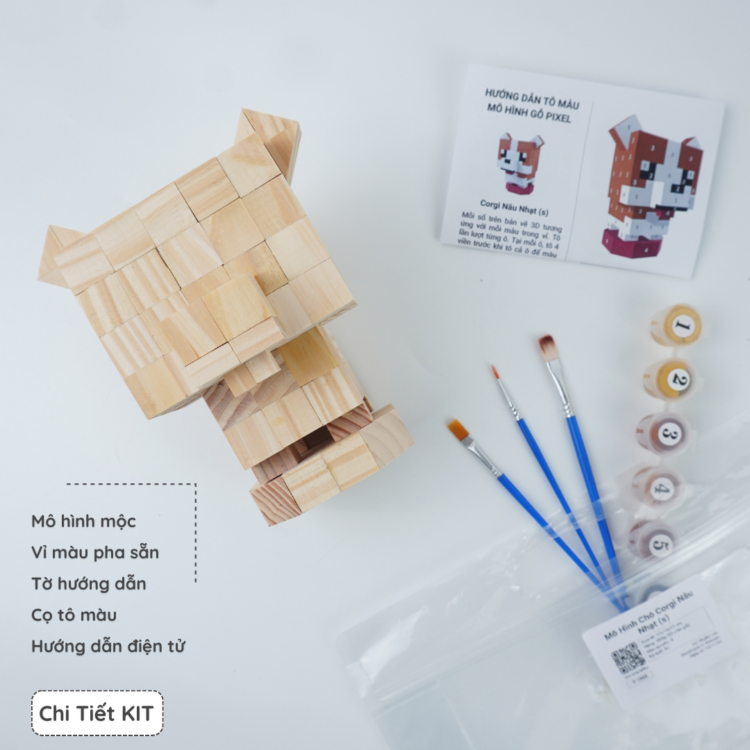 (DIY) Kit Tô Màu Chó Corgi Nâu Nhạt (size s)
