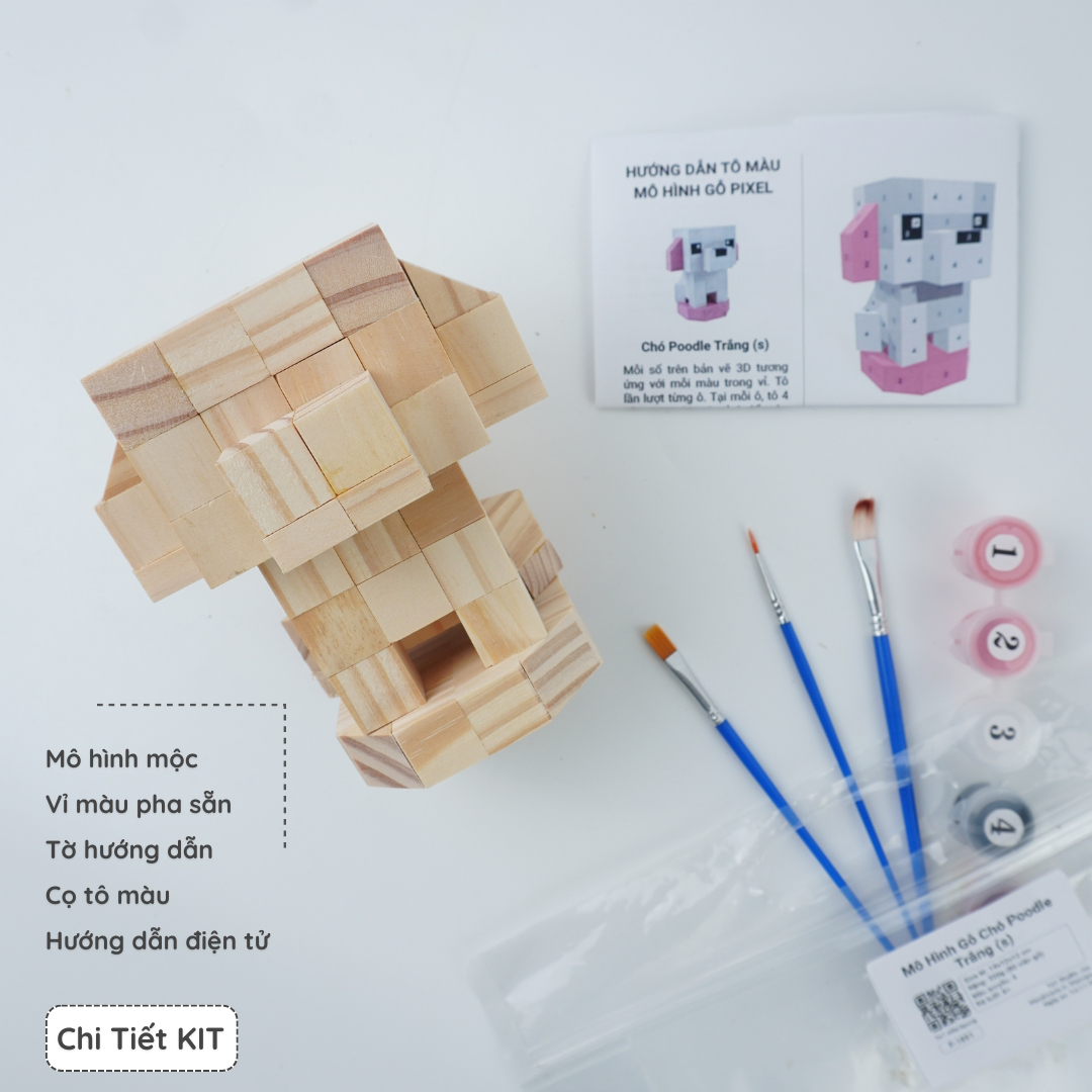 (DIY) Kit Tô Màu Chó Poodle Trắng