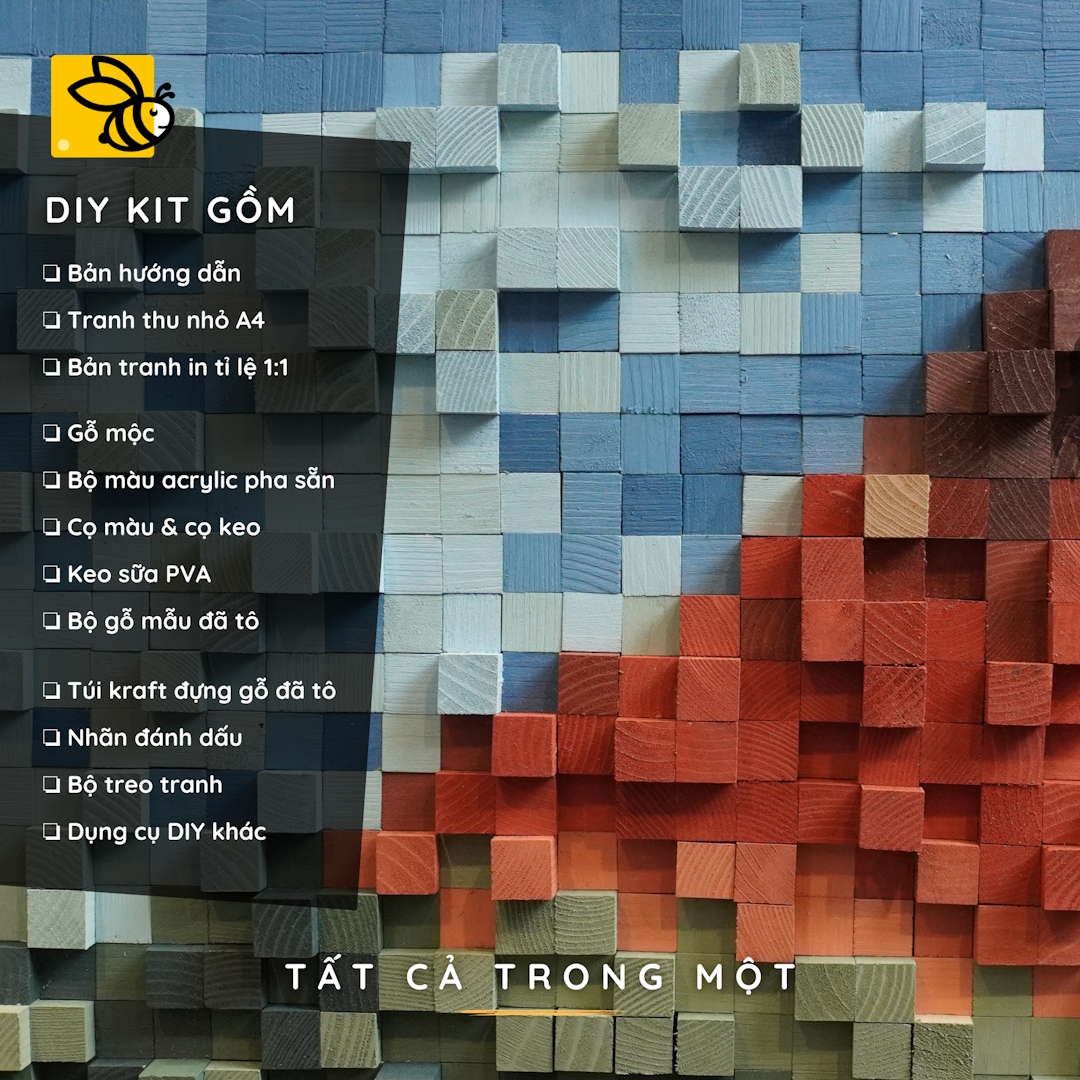 Kit Tự Làm Tranh Pixel Gỗ Phú Sĩ Đỏ (Blur)