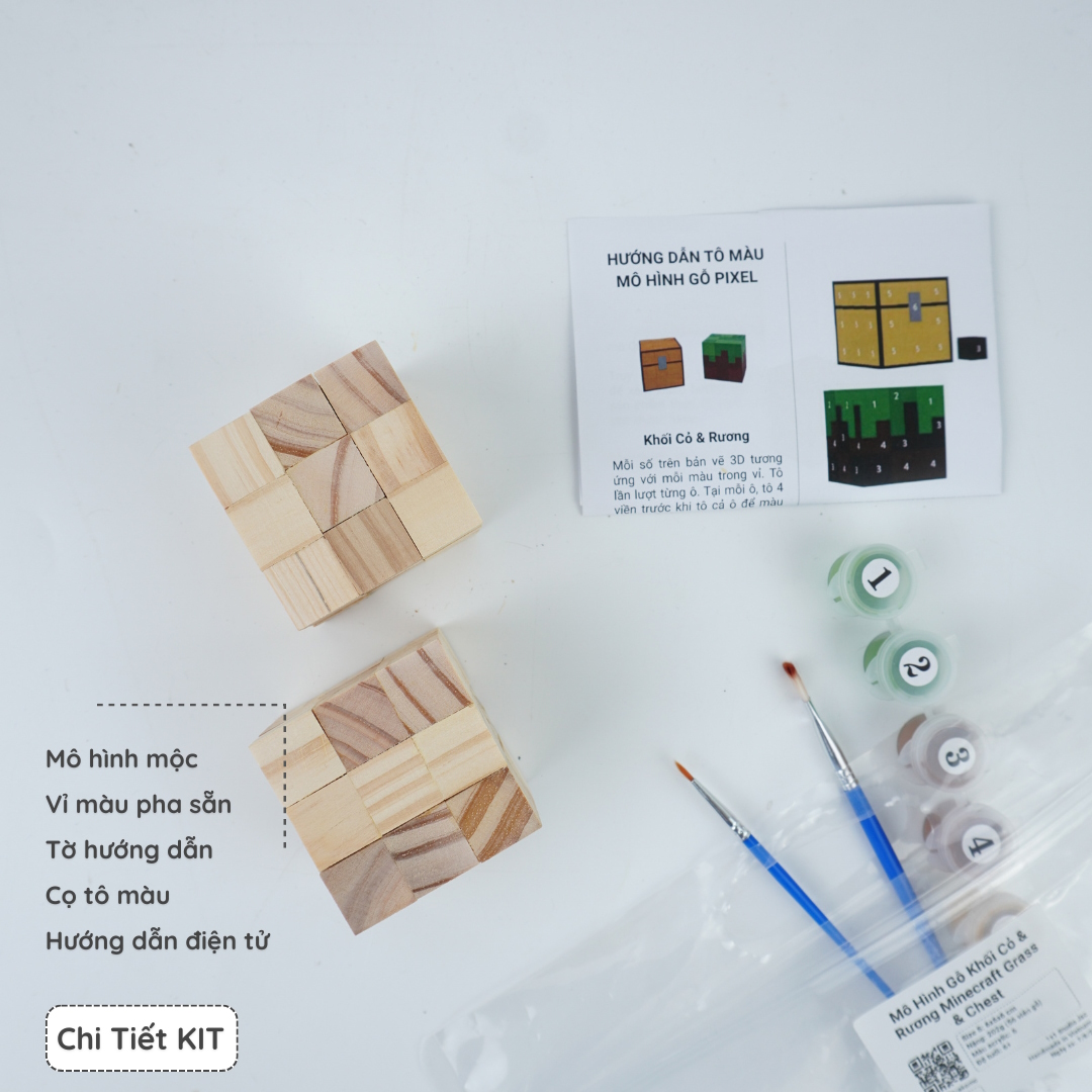 (DIY) Kit Tô Màu Minecraft Chest & Grass Block