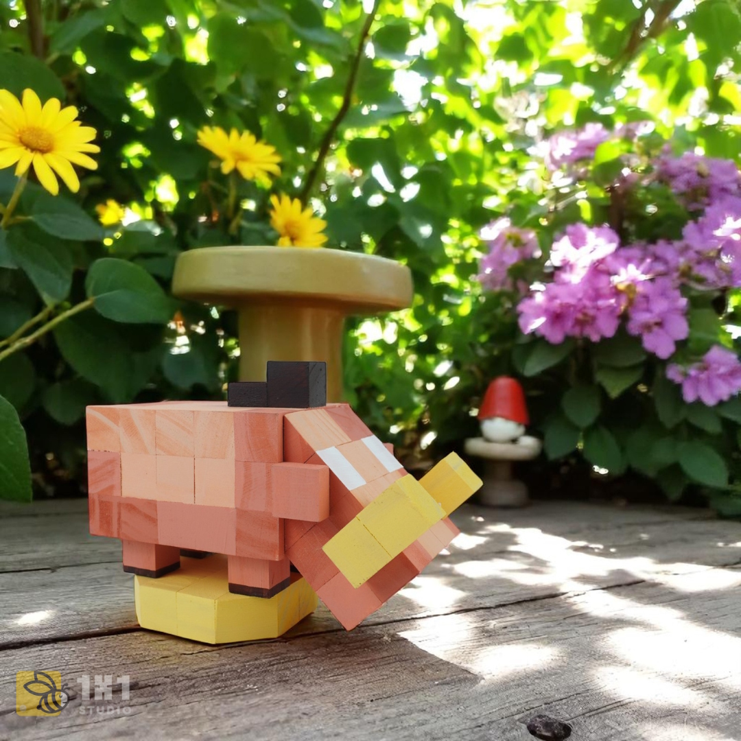Mô Hình Gỗ Minecraft Hoglin Lợn Rừng (s)