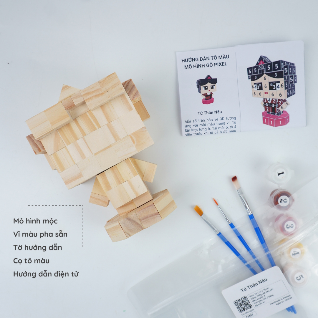 (DIY) Kit Tô Màu Mô Hình Cô Gái Mặc Áo Tứ Thân