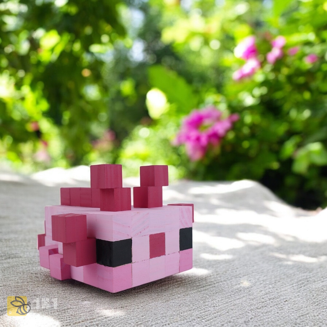 Mô Hình Gỗ Minecraft Axolotl Hồng size M (Bản Mới)
