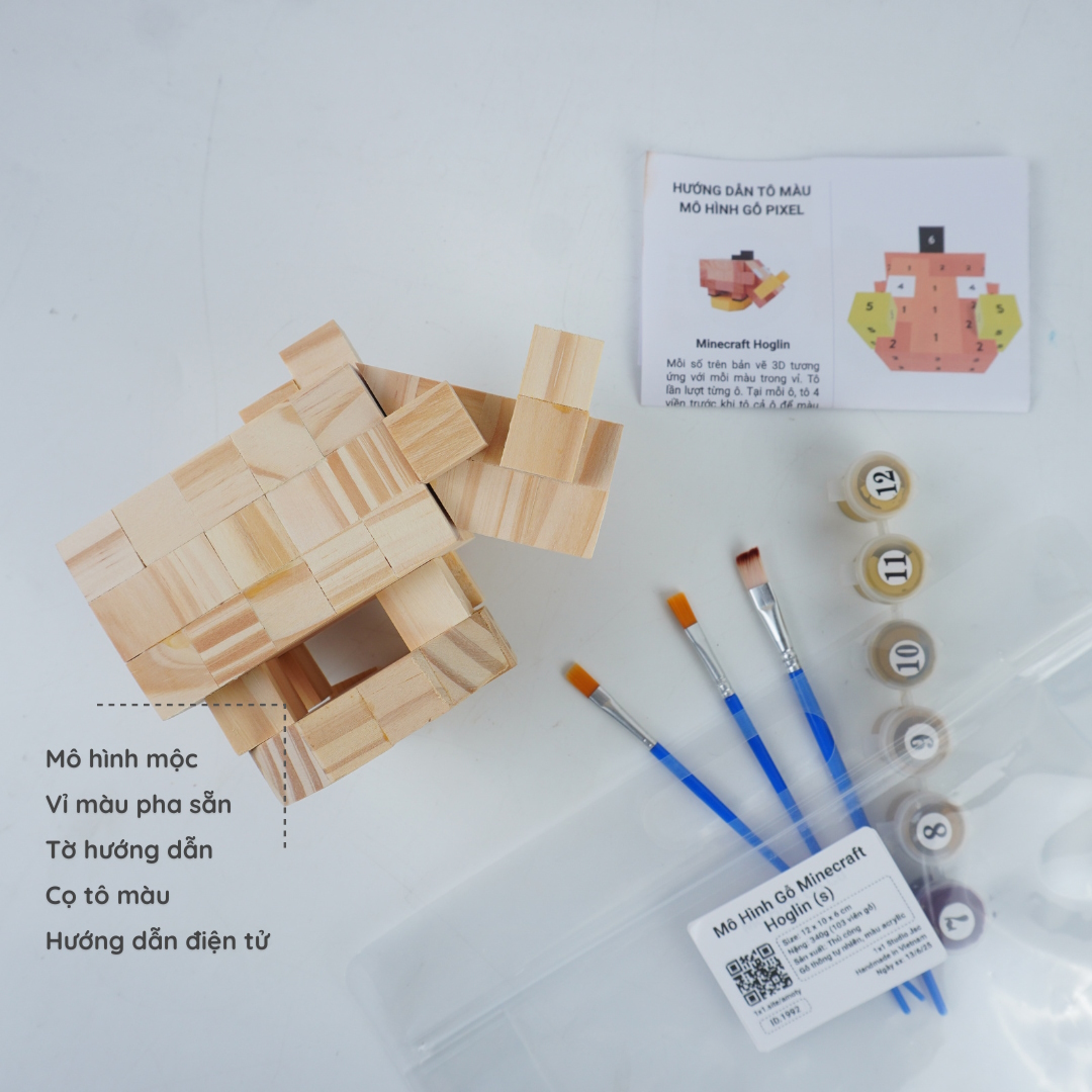 (DIY) Kit Tô Màu Mô Hình Minecraft Hoglin Lợn Rừng (s)