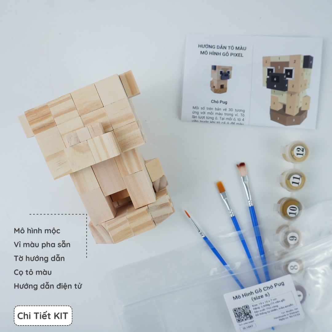 (DIY) Kit Tô Màu Chó Pug (size s)