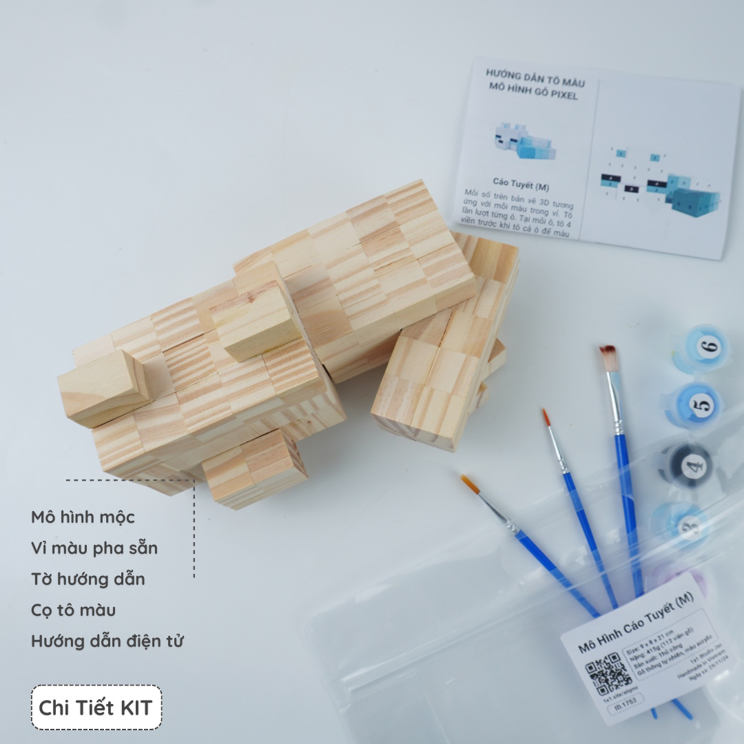 (DIY) Kit Tô Màu Minecraft Cáo Tuyết (size M)