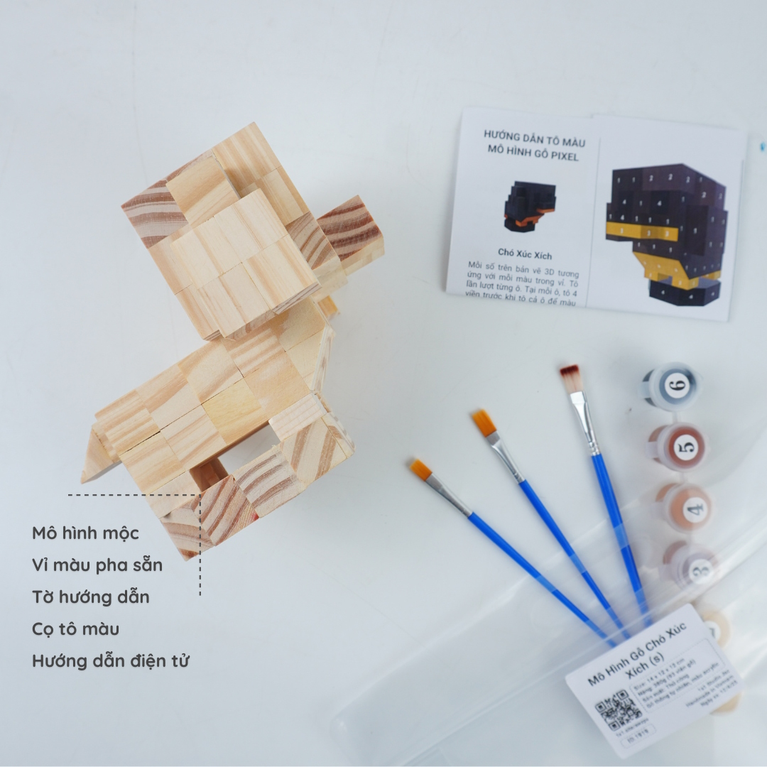 (DIY) Kit Tô Màu Mô Hình Chó Xúc Xích (s)