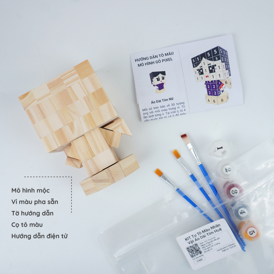 (DIY) Kit Tô Màu Mô Hình Thiếu Nữ Áo Dài Huế