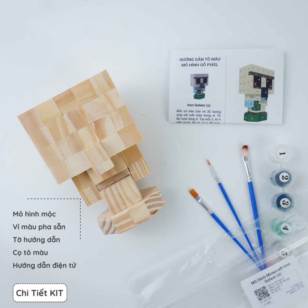 (DIY) KIt Tô Màu Minecraft Iron Golem (size s)