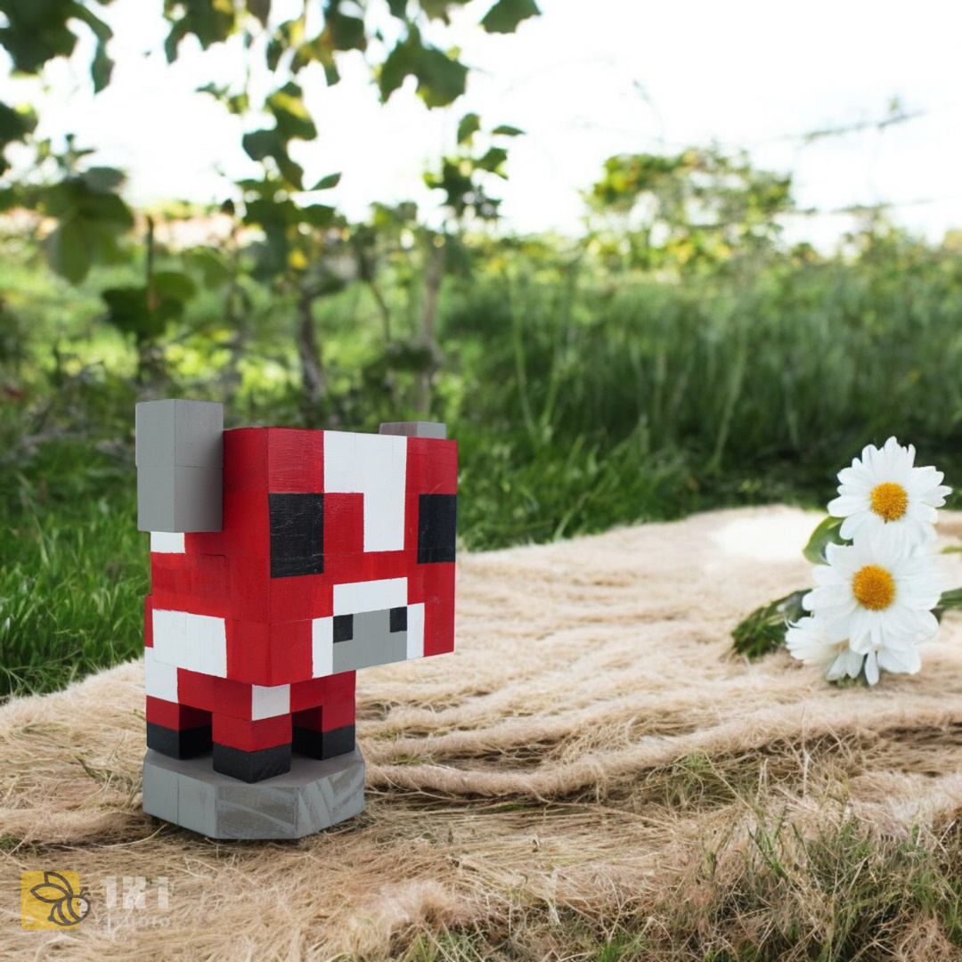 Mô Hình Gỗ Minecraft Mooshroom (size s)