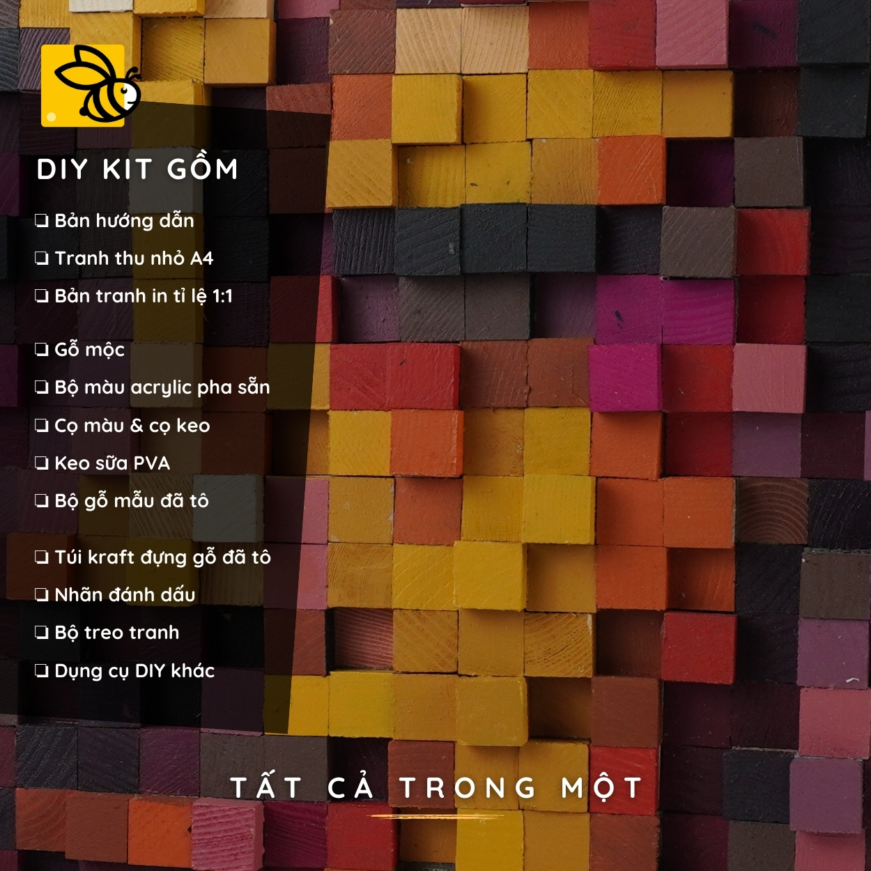 Kit Tự Làm Tranh Pixel Gỗ Chân Dung Phật (Blur)