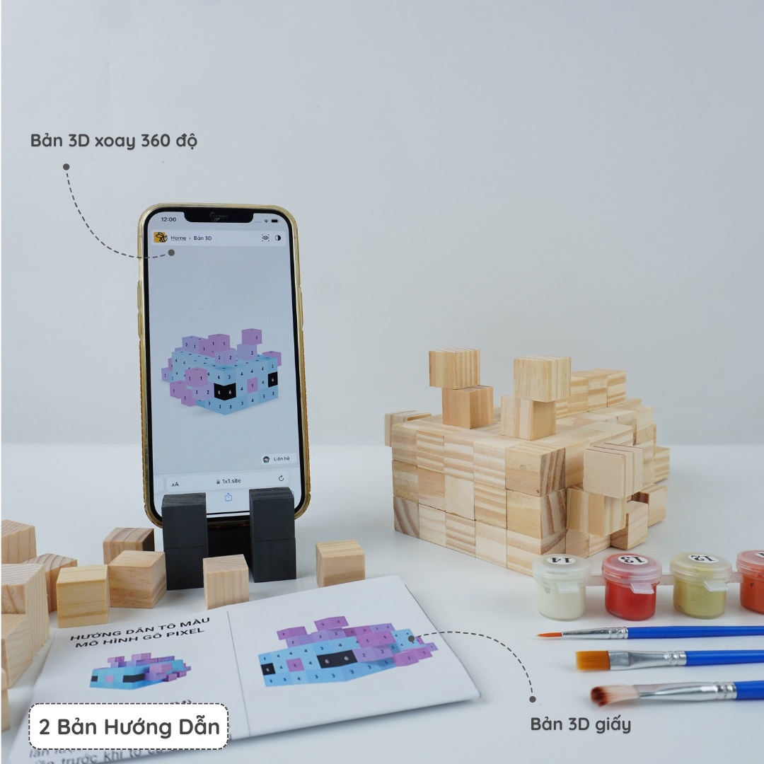 (DIY) Kit Tô Màu Minecraft Axolotl size M (Bản Mới)