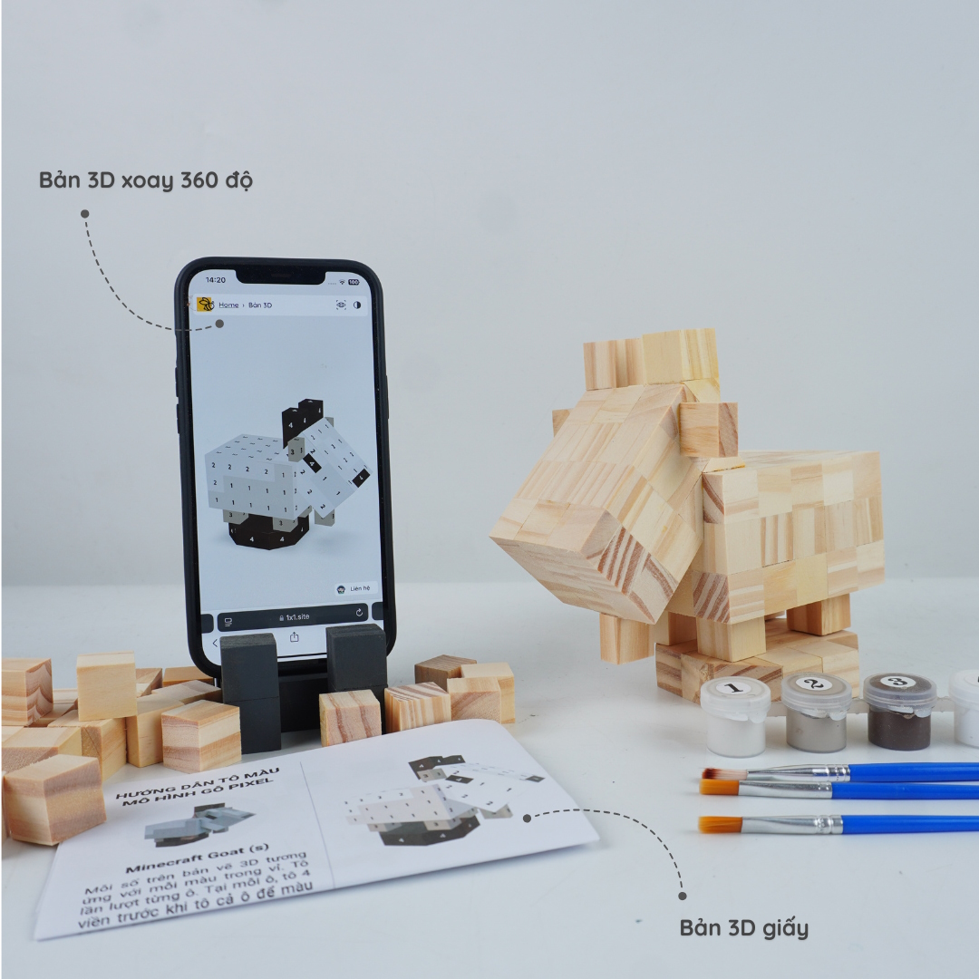 (DIY) Kit Tô Màu Mô Hình Minecraft Goat Dê Núi (s)