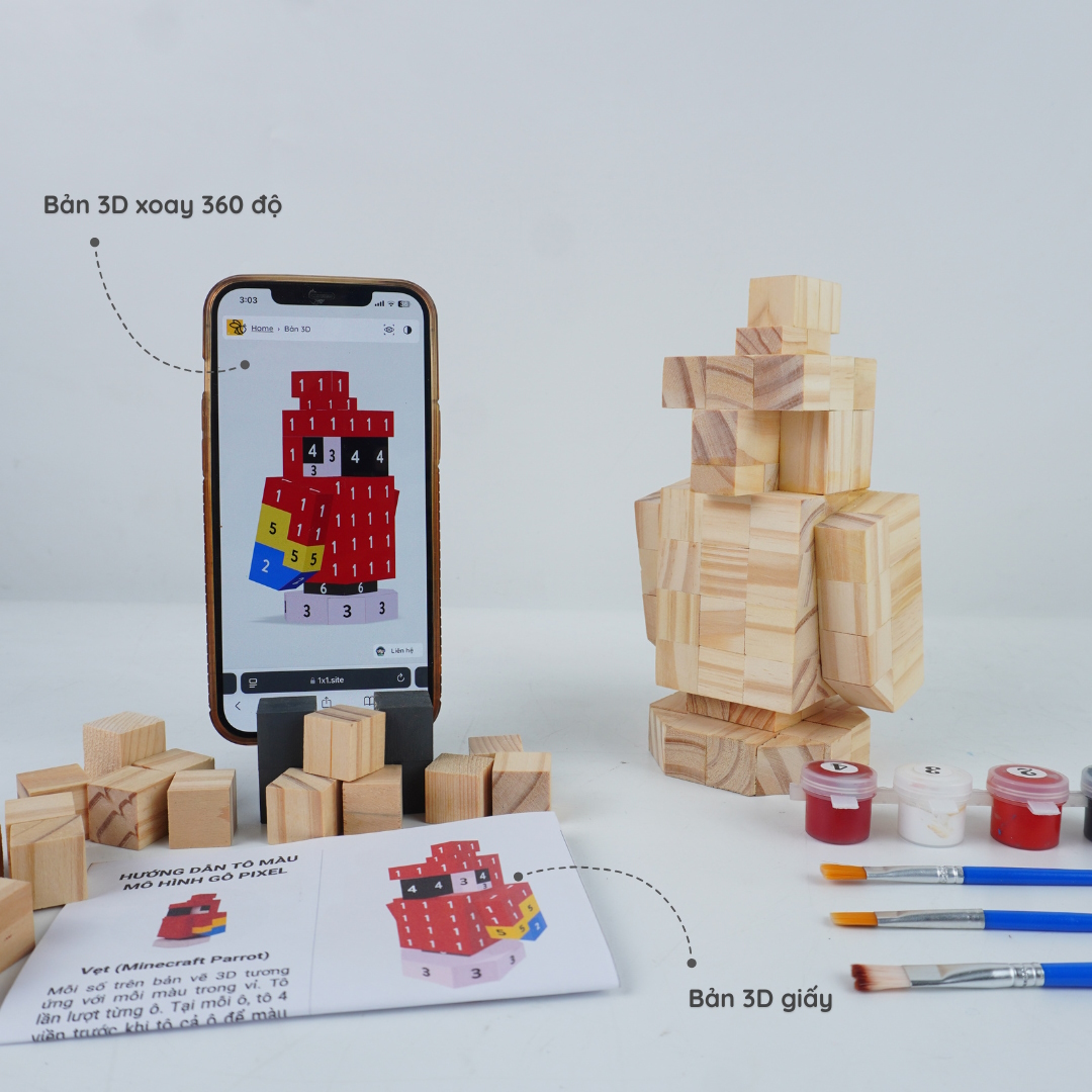 (DIY) Kit Tô Màu Mô Hình Minecraft Vẹt (s)
