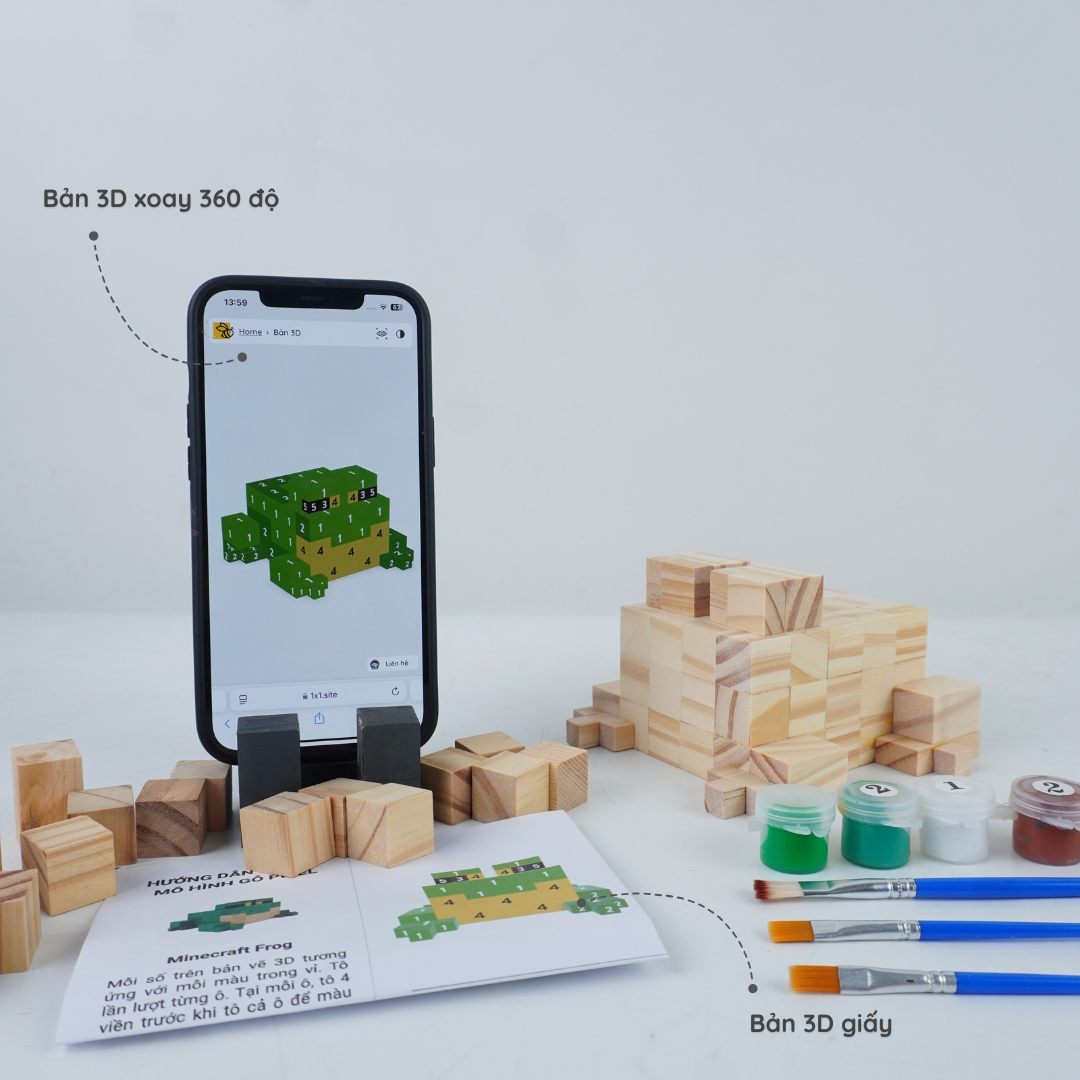 (DIY) Kit Tô Màu Mô Hình Minecraft Frog Ếch (s)