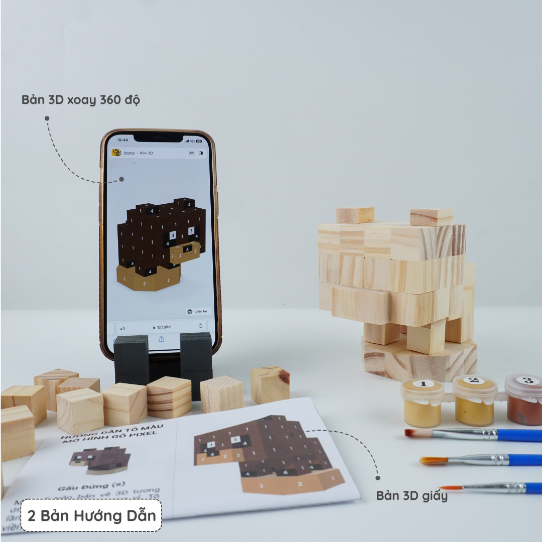 (DIY) Kit Tô Màu Gấu Nâu (s)