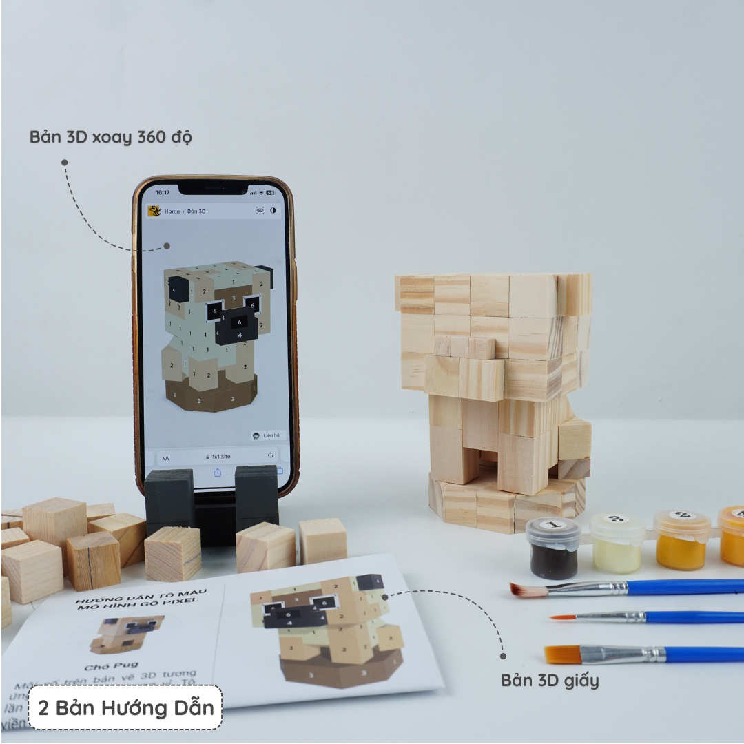 (DIY) Kit Tô Màu Chó Pug (size s)