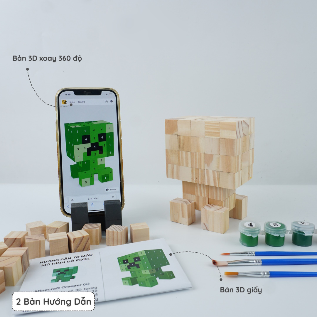 (DIY) KIt Tô Màu Minecraft Creeper (size s)