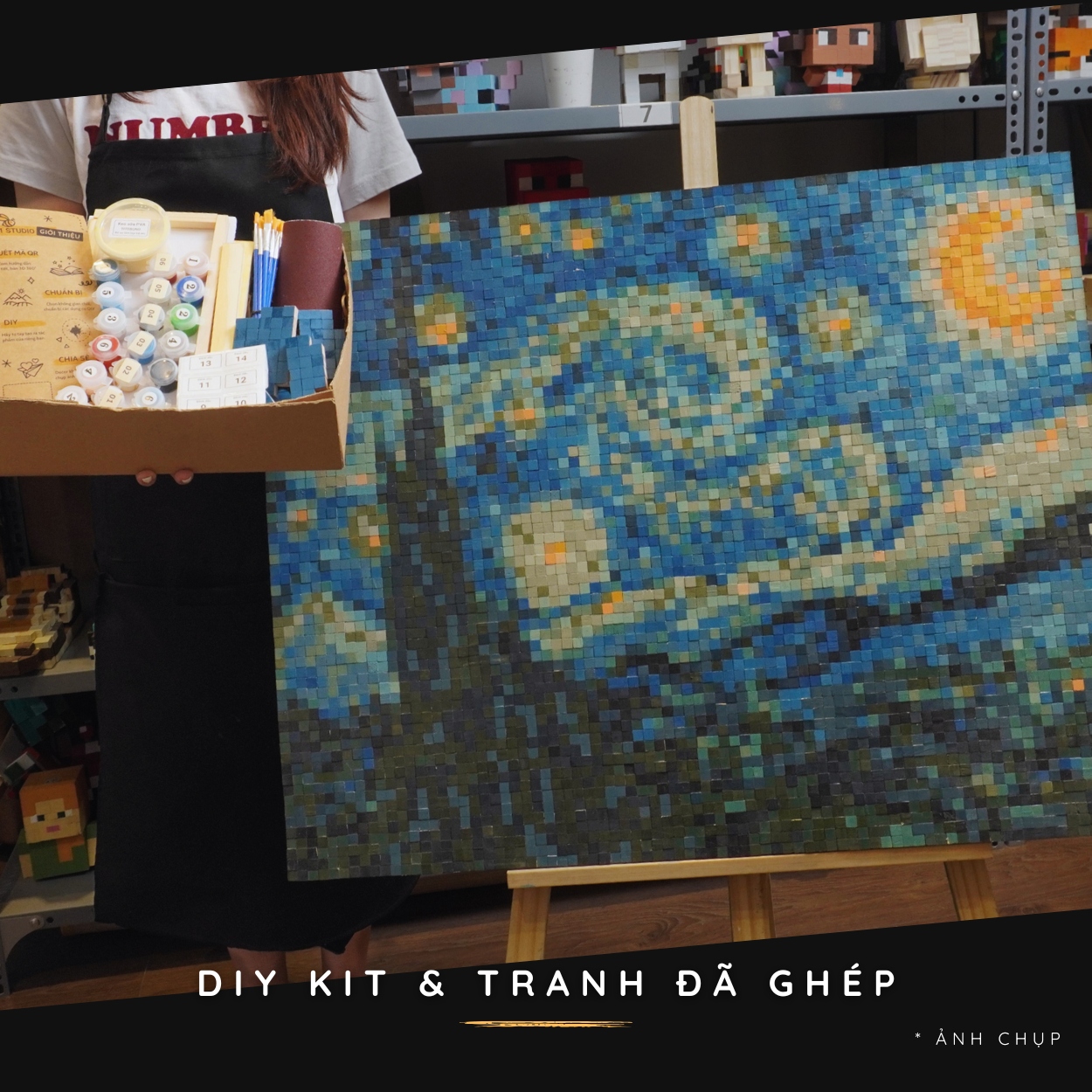 Kit Tự Làm Tranh Pixel Gỗ Starry Night 80x63 cm (Chill Khổ Lớn)