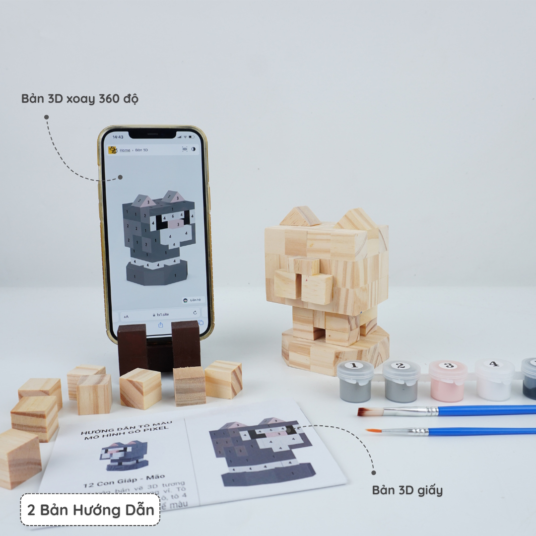 (DIY) Kit Tô Màu 12 Con Giáp Mão (Mèo)