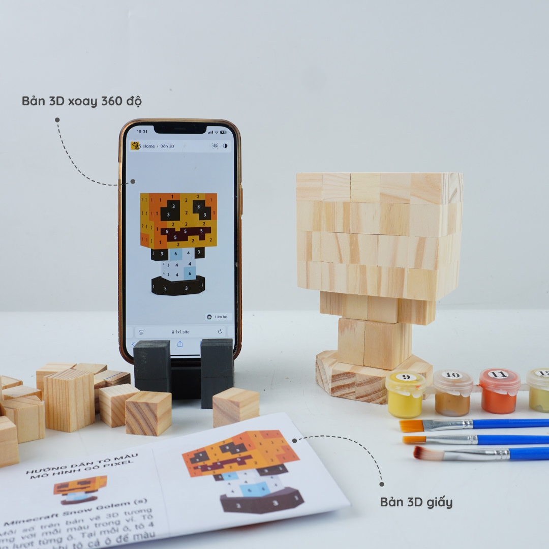 (DIY) KIt Tô Màu Minecraft Snow Golem (s)