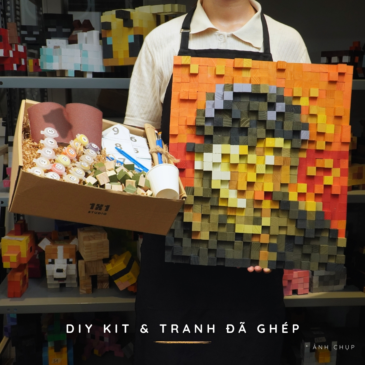 Kit Tự Làm Tranh Pixel Gỗ Self-Portrait with Bandaged Ear (Blur)