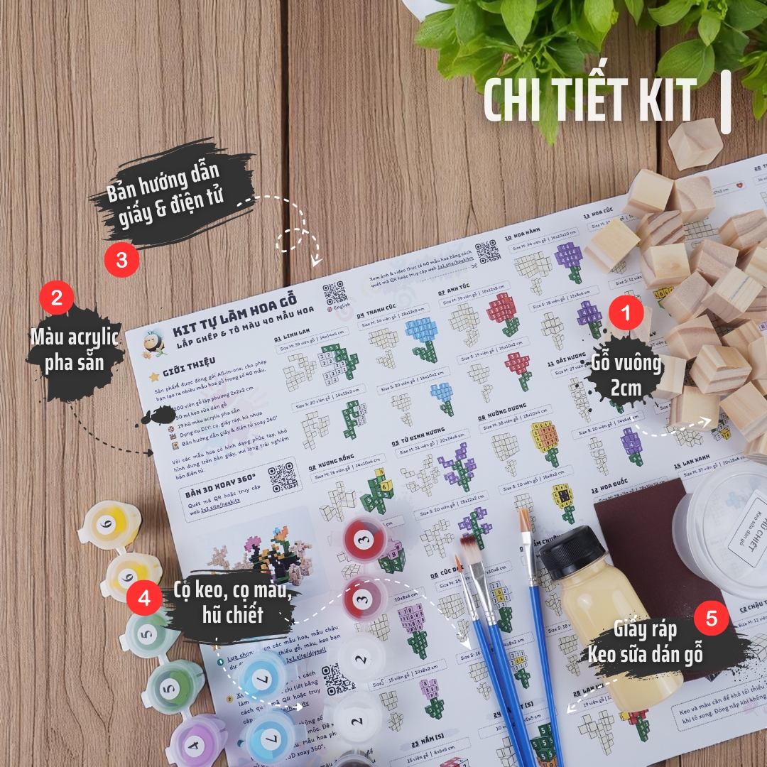 KIT Tự Làm Hoa Gỗ (40 Mẫu Mô Hình) *STEAM