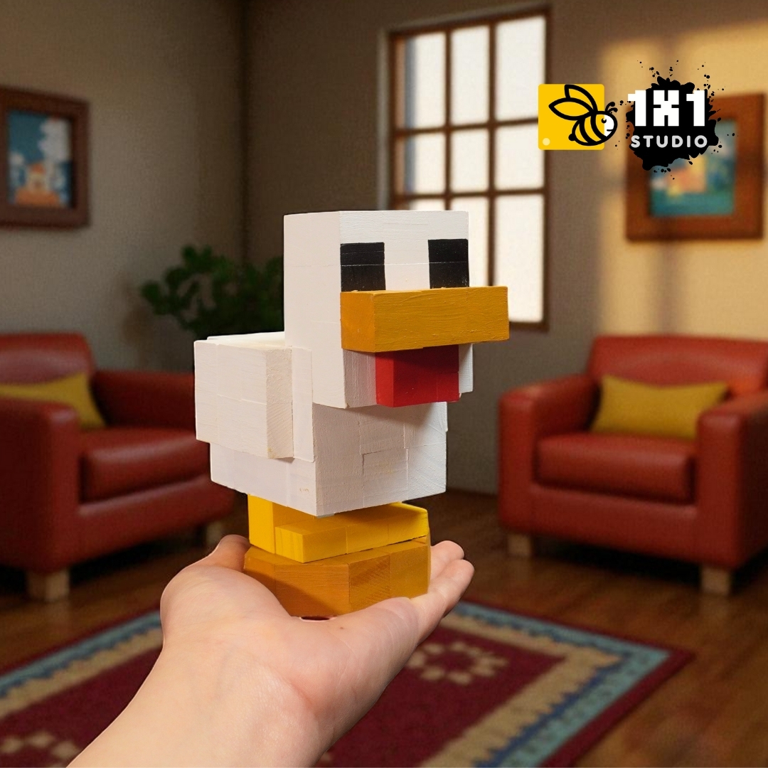 Mô Hình Gỗ Minecraft Chicken (size s)