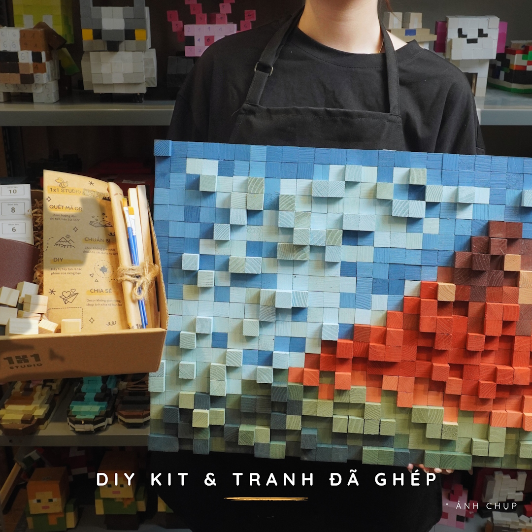 Kit Tự Làm Tranh Pixel Gỗ Phú Sĩ Đỏ (Blur)